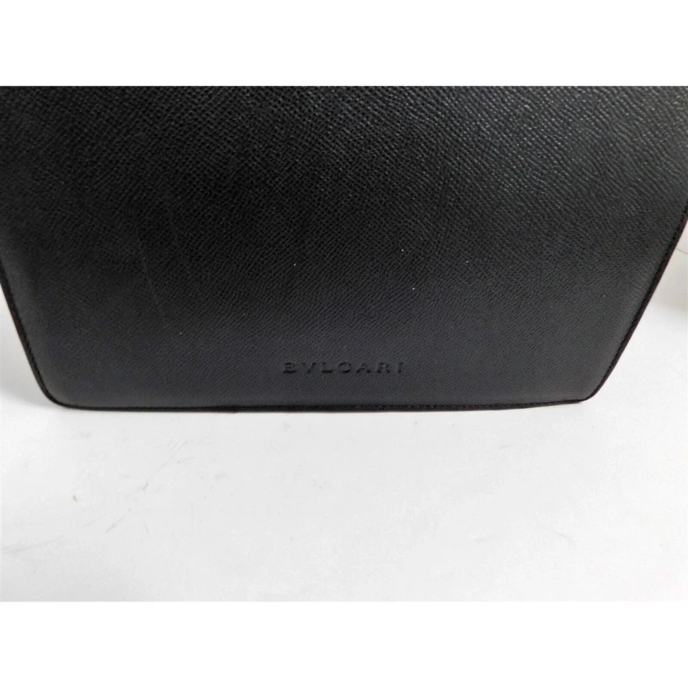 Bvlgari Black Textured Leather‎ Backpack Bag Italy